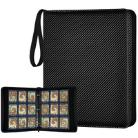 Classeur de cartes TCG à 9 pochettes, dossier de rangement pour cartes à collectionner à chargement latéral avec fermeture éclair, couverture en cuir PU imperméable à motif sergé