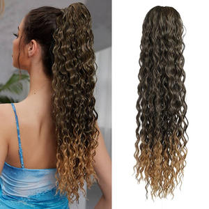 Extension <span class=keywords><strong>de</strong></span> cheveux synthétique <span class=keywords><strong>de</strong></span> qualité supérieure, style <span class=keywords><strong>afro</strong></span> bouclé instantané, <span class=keywords><strong>queue</strong></span> <span class=keywords><strong>de</strong></span> <span class=keywords><strong>cheval</strong></span> à nouer, vente en gros - Product Image 2