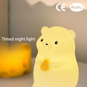 Luz nocturna recargable por USB, luz nocturna para habitación infantil con temporizador, linda luz nocturna de hámster con sensor táctil - Product Image 4