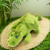 Joli petit dragon vert en peluche, coussin long, accompagne le sommeil, logo personnalisable, rembourrage en PP, polyester, unisexe