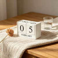 Calendrier perpétuel en bois rectangulaire décoratif créatif, design Art Déco, artisanal, logo personnalisable, Noël