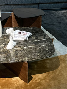 Ensemble de 3 tables basses combinées, plateau en marbre, <span class=keywords><strong>table</strong></span> à manger, luxe léger, bois massif, meubles de salon, <span class=keywords><strong>table</strong></span> centrale - Product Image 4