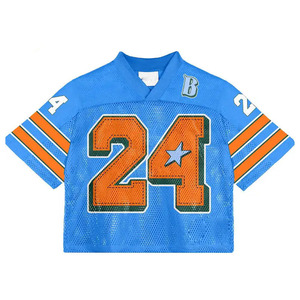 Custom Design Klassieke V-Hals Voetbal Cropped Jersey Print Cropped Retro Mesh Voetbal American Voetbalshirts - Product Image 1