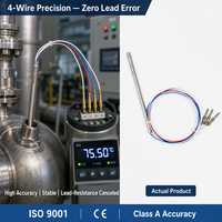 Sonde de température HUADONG 4 fils PT100, boîtier en acier inoxydable avec connecteur à broches métalliques, câble fluoroplastique haute température