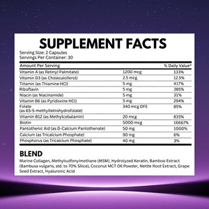 Cápsulas de Biotina de Calidad Confiable con Ácido Pantóthenico y Fósforo, Apoyo al Metabolismo Energético, Cápsulas de Vitamina B12 - Product Image 2