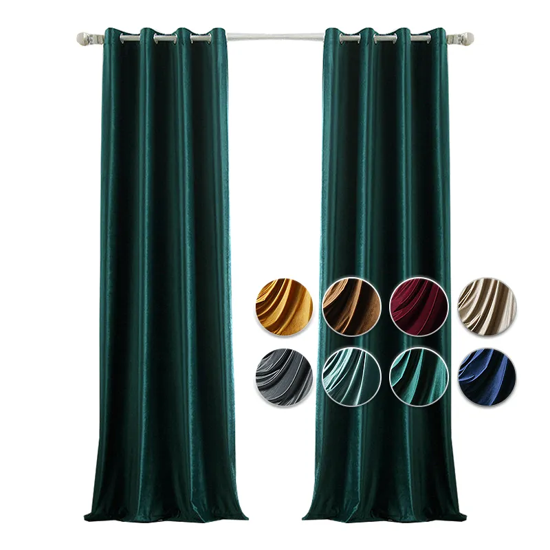 Wholesale Ready Made Soft Luxury Holland Velvet Window Curtains Living Room Velvet Blackout Curtain Panels