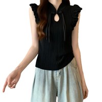 Pulls sans manches décontractés et respirants pour femmes, style tendance, col cranté, confortables, anti-boulochage, couleur unie, vente en gros