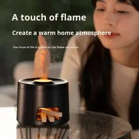Poêle à bois créative transfrontalière 2026, diffuseur d'aromathérapie, lumière de flamme rétro colorée, humidificateur