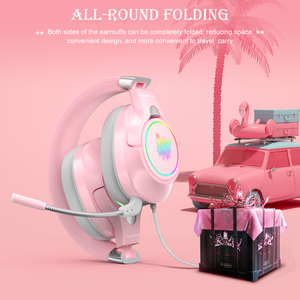 Auriculares plegables de alta <span class=keywords><strong>calidad</strong></span> para Gamer, audífonos con micrófono desmontable, color rosa, <span class=keywords><strong>ONIKUMA</strong></span> K15, nuevo diseño - Product Image 5