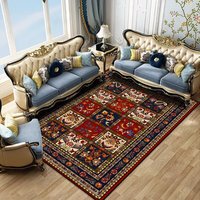 Tapis persan bleu gris velours, imprimé vintage, antidérapant, tapis de sol doux, tapis de salon, médaillon oriental, décoration intérieure, grand format