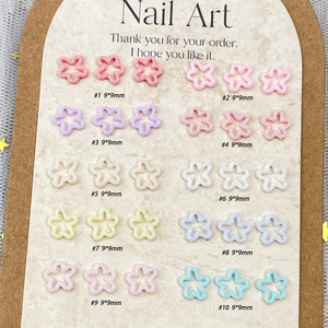 100 piezas/bolsa de decoración de <span class=keywords><strong>uñas</strong></span> con flores huecas irregulares, estrellas y corazones multicolor, de resina mixta, para proveedores de arte de <span class=keywords><strong>uñas</strong></span> DIY - Product Image 2
