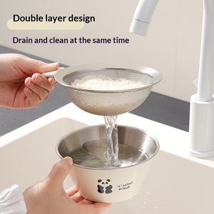 Panier de drainage moderne et minimaliste en acier inoxydable 304, finement poli, à motif de dessin animé, pour le lavage des légumes, des fruits et le rinçage du riz - Product Image 2