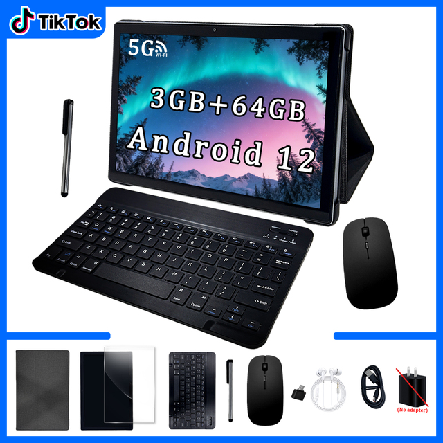 New 10.1" Tablet 2-in-1 Octa Core MTK Android 12 1280x800 IPS 3GB RAM 64GB ROM WiFi 5G GSM USB-C Business Keyboard Professional