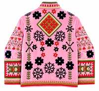 Blouson Bomber Rose Velours Premium Fait Main pour Femme, Style Ethnique Bohème, Séchage Rapide, Respirant, Hiver, Manches Longues, Vente en Gros B2B