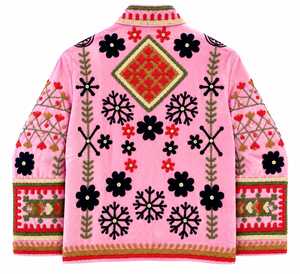 Premium Pink <b>Velvet</b> Handmade Bomber <b>Jacket</b> <b>Women</b> Ethnic Boho Quick Dry Breathable Winter Full Sleeve B2B Wholesale - Product Image 4