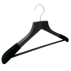 Wholesale Manufactory Hook Type Velvet Black <strong>Hanger</strong> Boutique Wooden <strong>Hangers</strong> With <strong>Clips</strong> - Product Image 1