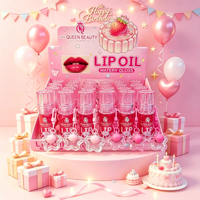 Brillo Labial Love Queen Beauty con Llavero, Diseño de Dibujos Animados, Hidratante y Voluminizador, en Caja de Exhibición, Venta al Por Mayor