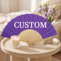 Ventilador de mano de madera personalizado impreso para fiestas de verano diseño plegable con logotipo de técnica pintada regalo ventilador plegable de estilo español