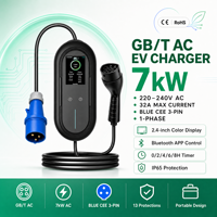 Chargeur EV portable 7 kW GB/T 32A 220V monophasé à courant réglable pour la maison et les voyages