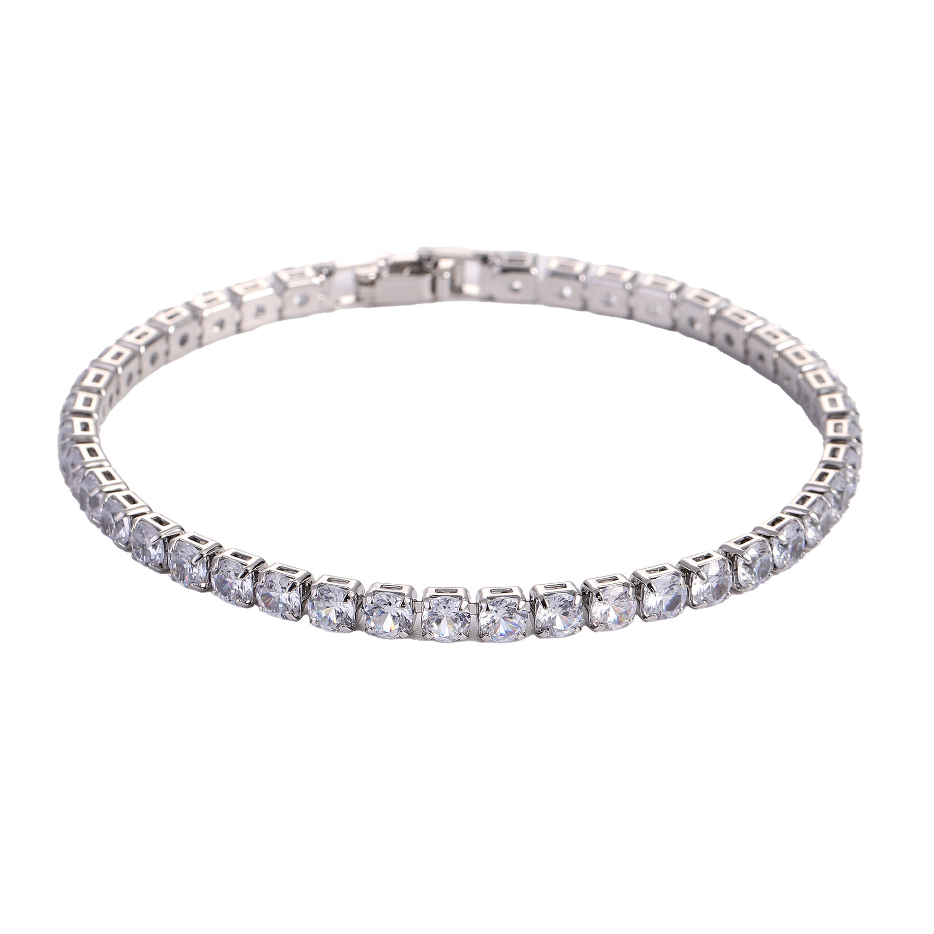 Bracelet zircon blanc platine - 17CM