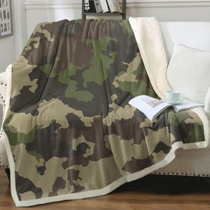 Quân đội kaki Camo lông cừu ném chăn cho trẻ em trai mềm quân đội ngụy trang Sherpa Chăn cho Ghế Ghế, ném - Product Image 1