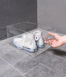 Wholesale Clear Acrylic Shoe Box Drop Front Dustproof Acrylic Sneaker Box