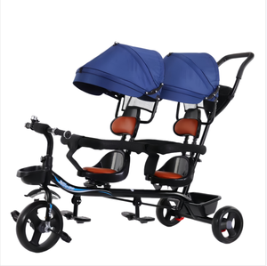 Tricycle pour <span class=keywords><strong>b</strong></span>é<span class=keywords><strong>b</strong></span>é, nouveau modèle, très vendu, portable, en acier, avec fourche, double siège côte à côte pour enfants, vélo pour jumeaux, poussette - Product Image 4