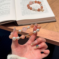Bracelet classique en perles de pierre de lune naturelle orange et quartz rose, bijou en cristal de qualité supérieure, élégant cadeau de pierres précieuses aux vertus curatives
