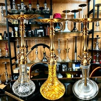 Set Hadiah Hookah Mewah Arab 57cm dengan Pot Shisha Tra-di Emas dan Aksesoris Desain Modern dari Baja Tahan Karat.