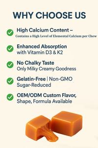 Produk laris kalsium kunyah untuk orang dewasa karamel rasa kalsium sitrat dengan <span class=keywords><strong>Vitamin</strong></span> D3 & kunyah lembut energi untuk anak-anak dan senior - Product Image 3