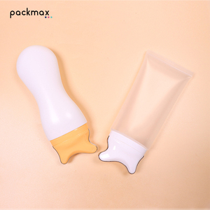 Tube de massage Gua Sha en forme de V – Tube souple en plastique PE avec rouleau en silicone pour crème raffermissante du cou et lotion corporelle - Product Image 1