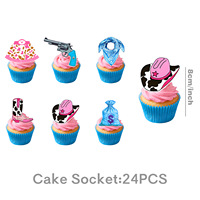 Ensemble de vaisselle jetable écologique pour baptême et baby shower, thème cowboy bleu rose, avec décorations de fête en denim et nœuds pour bottes