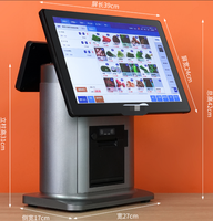 Terminal de point de vente haute performance 15,6 pouces avec double écran tactile sensible et coupeur automatique 80 mm pour affichage client en entreprise et supermarché