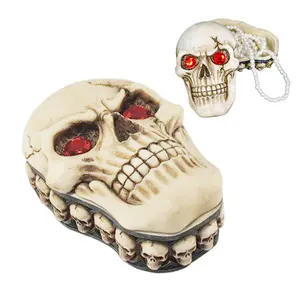 Custom Skull Trinket Box Met Rode Juwelen Ogen Schedel Sieraden Opbergdoos Piraat Skelet Schedelvormige Juwelendoos