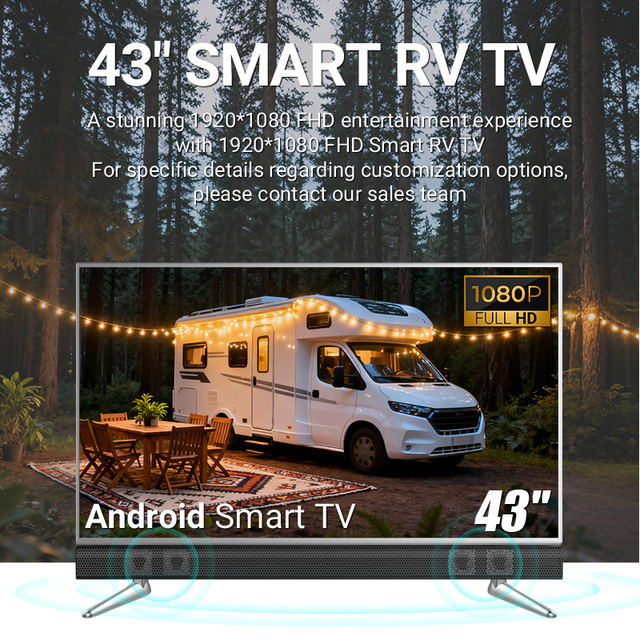43" Built in Soundbar Home Cinema Smart TV 1.5GB 8GB Android 15 WebOS 40W Bass Treble Speaker RV TV 12 Volt AC DC Television