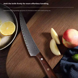 มีดเชฟเหล็กดามัสกัส ด้ามไม้ สำหรับแล่เนื้อและสเต็ก ใช้ได้ทั้งมือซ้ายและขวา ผิวซาติน ปลอดภัยสำหรับเครื่องล้างจาน - Product Image 4