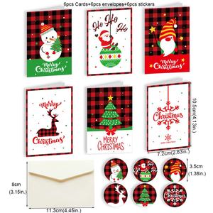 Kerstkaartenset met cartoonfiguurtjes, inclusief envelop en sticker, groothandel, feestelijke wensen & bedankkaartjes, gemaakt van premium papier - Product Image 5