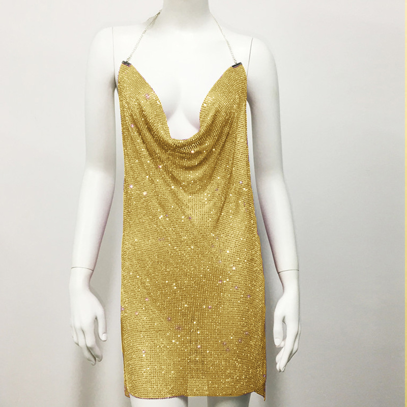 Women Gold Silver Black Backless Halter Drape Diamond Dresses Green Pink Rhinestone Chainmail Side Slit Mini Dress| Alibaba.com Women Gold Silver Black Backless Halter Drape Diamond Dresses Green Pink Rhinestone Chainmail Side Slit Mini Dress| Alibaba.com