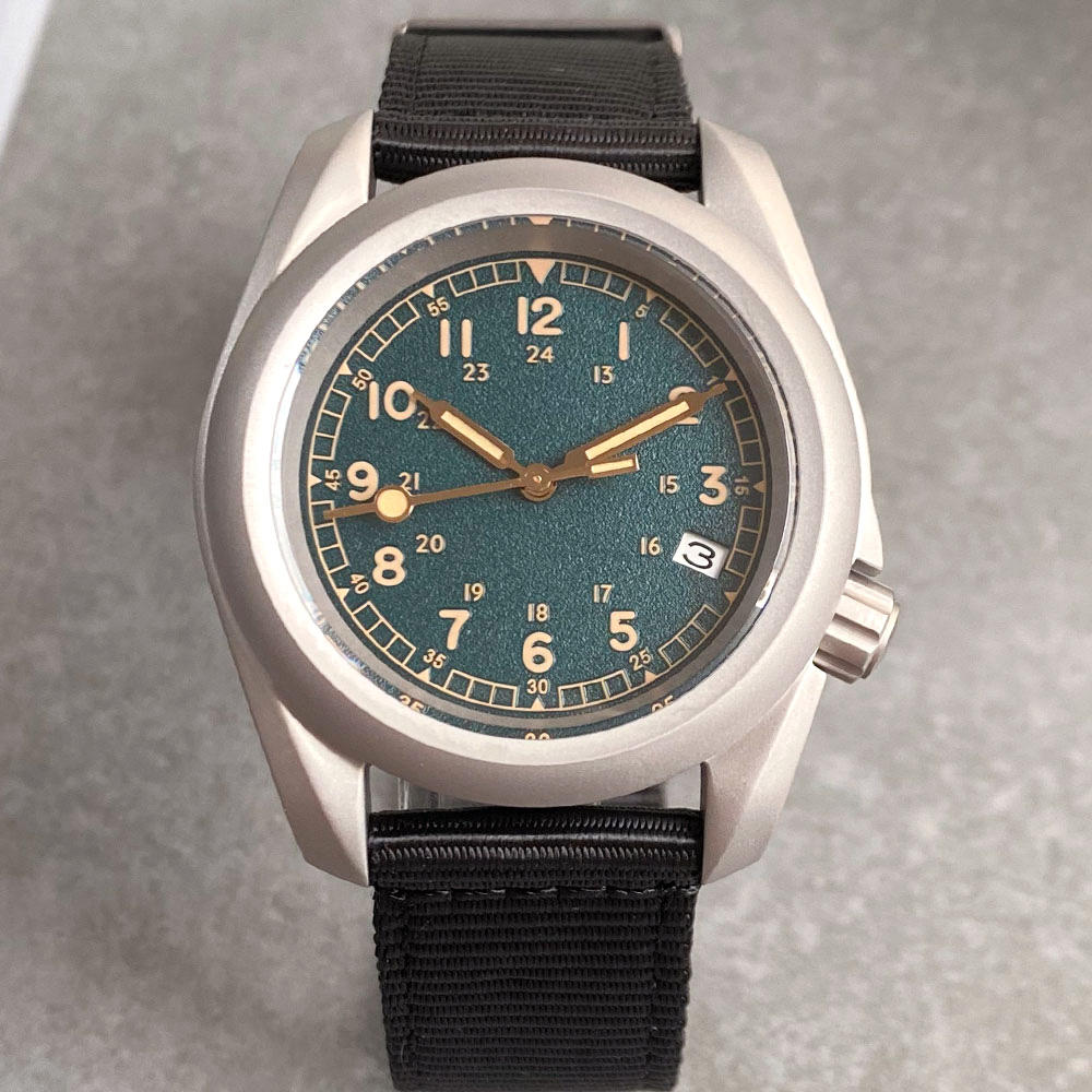Tandorio SKX Mod Sandblast NH35 - Vintage Green Dial Watch