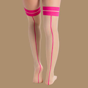 جوارب طويلة للسيدات شفافة من النايلون المرن والمطاط بظهر مطرز ومثير ذات أنبوب عالي من الحرير للارتداء مع الساق - Product Image 2