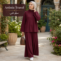 Nouvelle Collection : Ensemble Deux Pièces Grande Taille – Haut Oversize à Col Montant et Demi-Zip avec Jupe Longue Évasée | Tenue Abaya musulmane décontractée