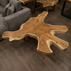 Mesa de Centro Wayon de Diseño Moderno y Ecológico con Tapa de Mármol y Base de Madera, Garantía de 5 Años para Muebles Pequeños - Product Image 1