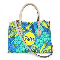 Drop Shipping Sacs à bandoulière pour femmes Polynesian Tribal Palau Islands Hibiscus Print Custom PU Leather Purse Ladies Handbags
