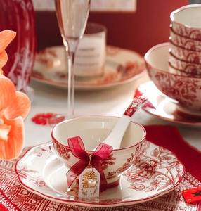 Juego de <span class=keywords><strong>Vajilla</strong></span> de Cerámica Roja con Diseño Floral, Apto <span class=keywords><strong>para</strong></span> Alimentos, con Acabado Subesmaltado, Apilable, Apto <span class=keywords><strong>para</strong></span> Microondas y Lavavajillas, <span class=keywords><strong>para</strong></span> Uso Diario - Product Image 3