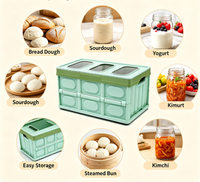 Boîte de Fermentation Multifonctionnelle Pliable pour la Maison, Armoire de Levage de Pâte avec Température et Minuteur Réglables, Outil de Rangement Léger