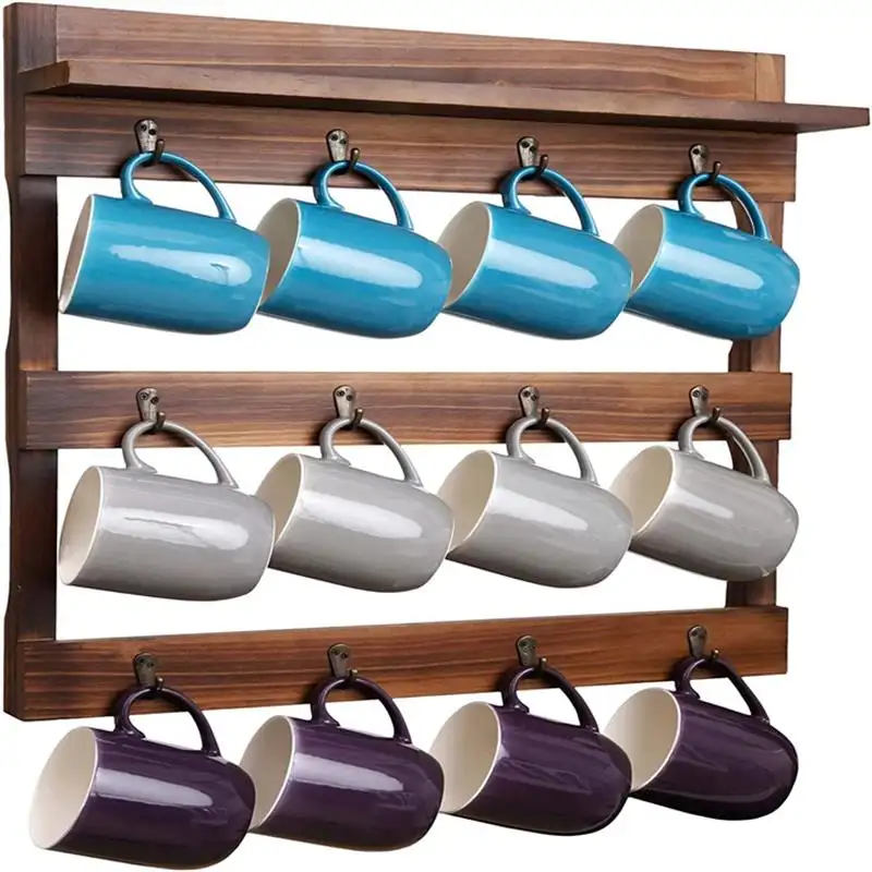 Wooden Coat Hook Clothes Hanger Coffee Cup Holder