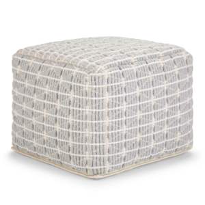 DB Noreen Pouf carré moderne bleu clair/blanc tabouret en cuir rangement amovible matériaux en bois massif MDF pour entrée chambre à coucher - Product Image 1