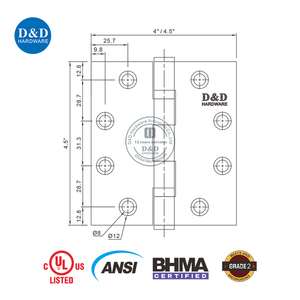 Bisagra de Puerta de Acero Inoxidable con Rodamiento de Bolas, Negra Mate, con Certificación UL, Resistente al Fuego Grado 2 ANSI BHMA - Product Image 6