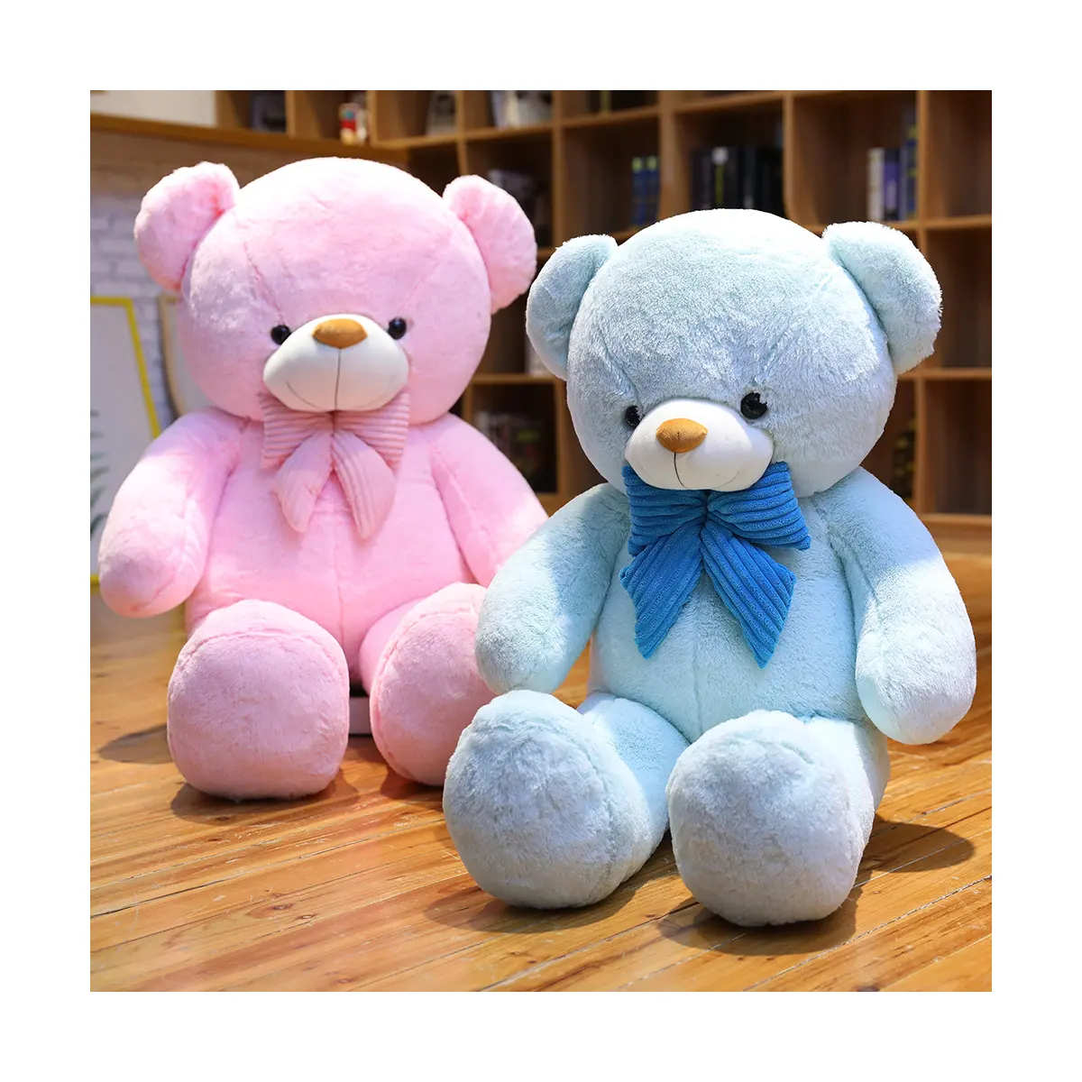 Teddy Bears with Bows Giant Plush Toys Fashion Birthday for Valentines Day Christmas Gift for Kids Design Blue Pink White Unisex