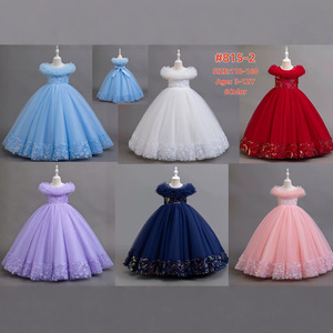 Navy Blue Girls' Ball Gown Dress O-Neck Mesh Princess Tutu Skirt For Flower Girl Ages 3-12 - Product Image 4
